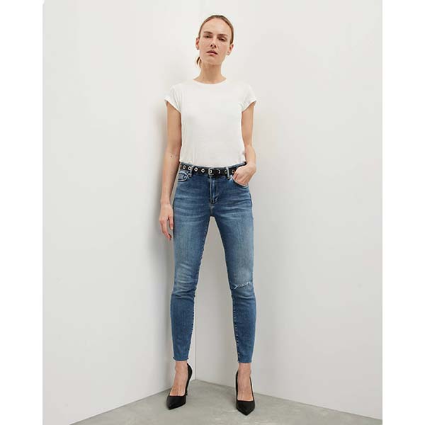Allsaints Australia Womens Miller Mid-Rise Destroyed Skinny Jeans Indigo Blue AU20-780